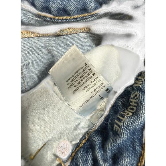 American Eagle Womens Jean Shorts Sz 2 Low Rise Shortie Denim Stretch Y2K Micro - Picture 4 of 4